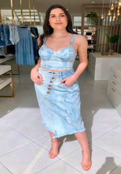 SAIA MIDI JEANS LANÇA PERFUME SAIA MIDI JEANS LANÇA PERFUME