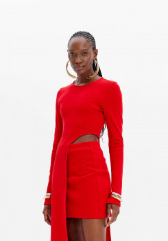 VESTIDO ASSIMÉTRICO CURTO DE MANGAS LONGAS LANÇA PERFUME