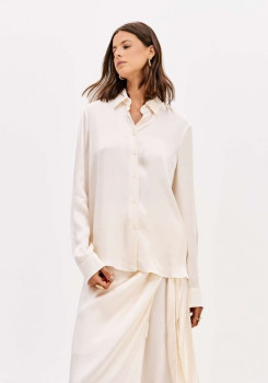CAMISA ALONGADA ACETINADA MANGA LONGA LANÇA PERFUME