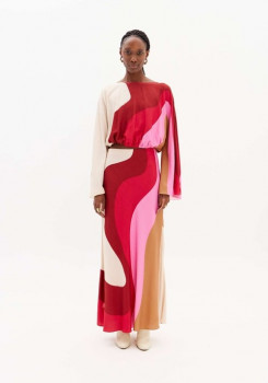VESTIDO SUPER MIDI ESTAMPADO COM CINTO LANÇA PERFUME