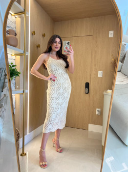 VESTIDO SUPER MIDI TRICÔ FRENTE ÚNICA LANÇA PERFUME