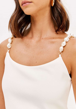 BLUSA COM ALÇAS DE PÉROLAS LANÇA PERFUME