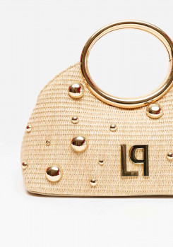 BOLSA TOTE PALHA ESFERA METALIZADA LANÇA PERFUME