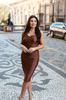 VESTIDO VIRGÍNIA MARROM ZAYA