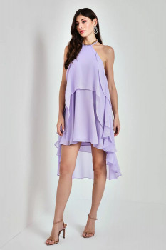 VESTIDO OCEANO EM CAMADAS LILÁS AVE RARA