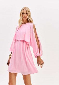VESTIDO CURTO MANGA LONGA COM SOBREPOSIÇÃO LANÇA PERFUME