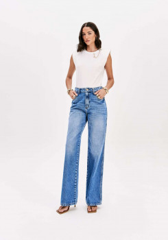 CALÇA JEANS FULL LENGTH CINTURA SUPER ALTA LANÇA PERFUME