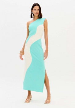 VESTIDO MIDI RECORTE BICOLOR LANÇA PERFUME