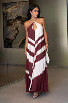 VESTIDO LONGO ESTAMPADO CHARRY FLUIDO