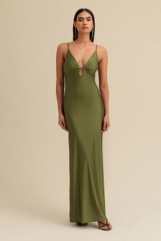 VESTIDO LONGO SLIP LISO COM ALÇAS CHARRY