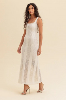 VESTIDO LONGO COM DECOTE GEOMÉTRICO CHARRY