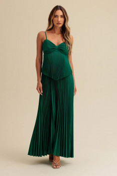 VESTIDO LONGO LISO PLISSADO CHARRY