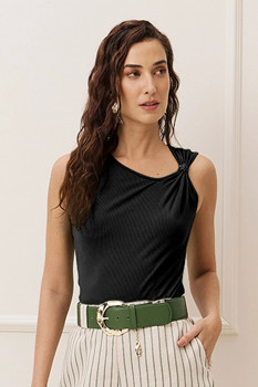 BLUSA AJUSTADA LISA COM PASSANTE CHARRY