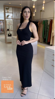 VESTIDO MIDI SEM MANGA COM BRASÃO