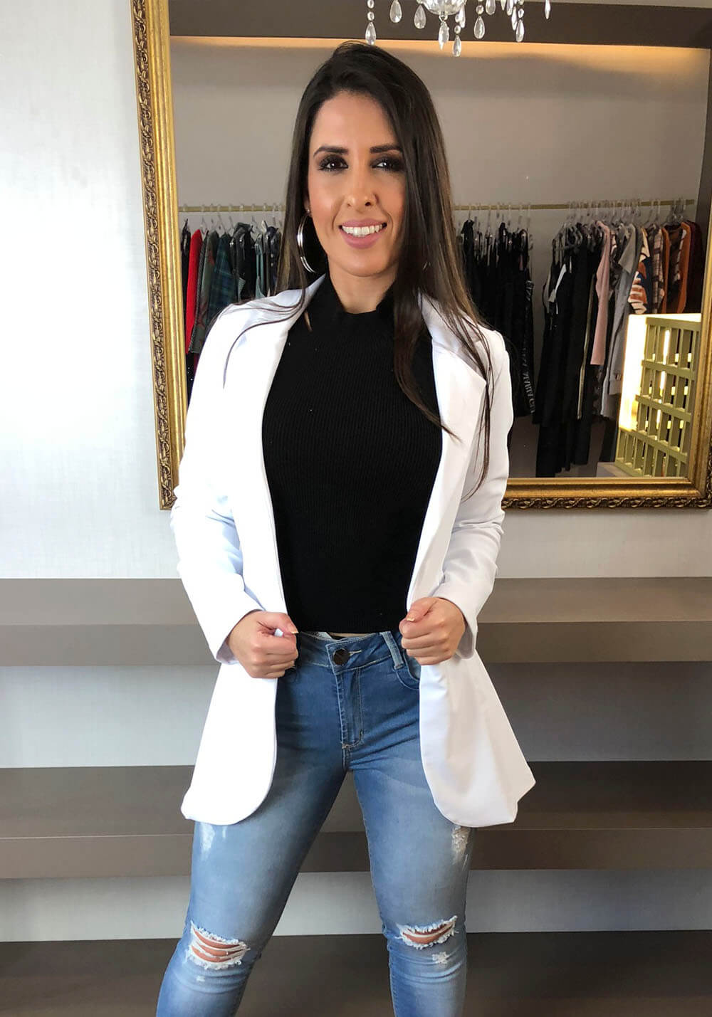 BLAZER ALONGADO BRANCO DANCING DAYS BLAZER ALONGADO BRANCO DANCING DAYS
