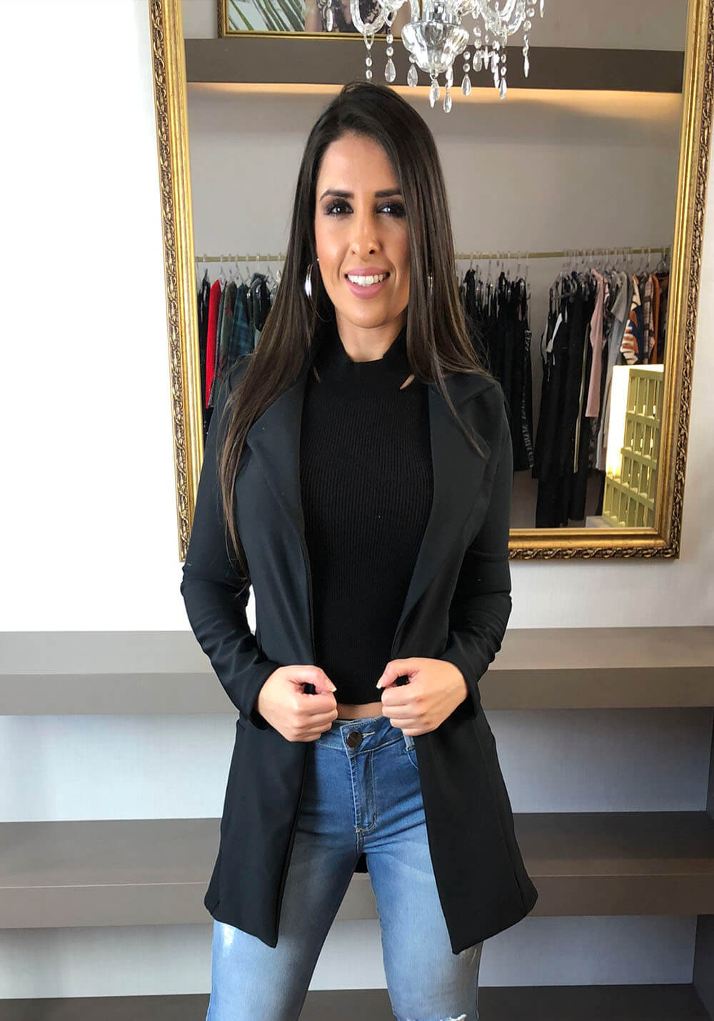 BLAZER ALONGADO PRETO DANCING DAYS BLAZER ALONGADO PRETO DANCING DAYS