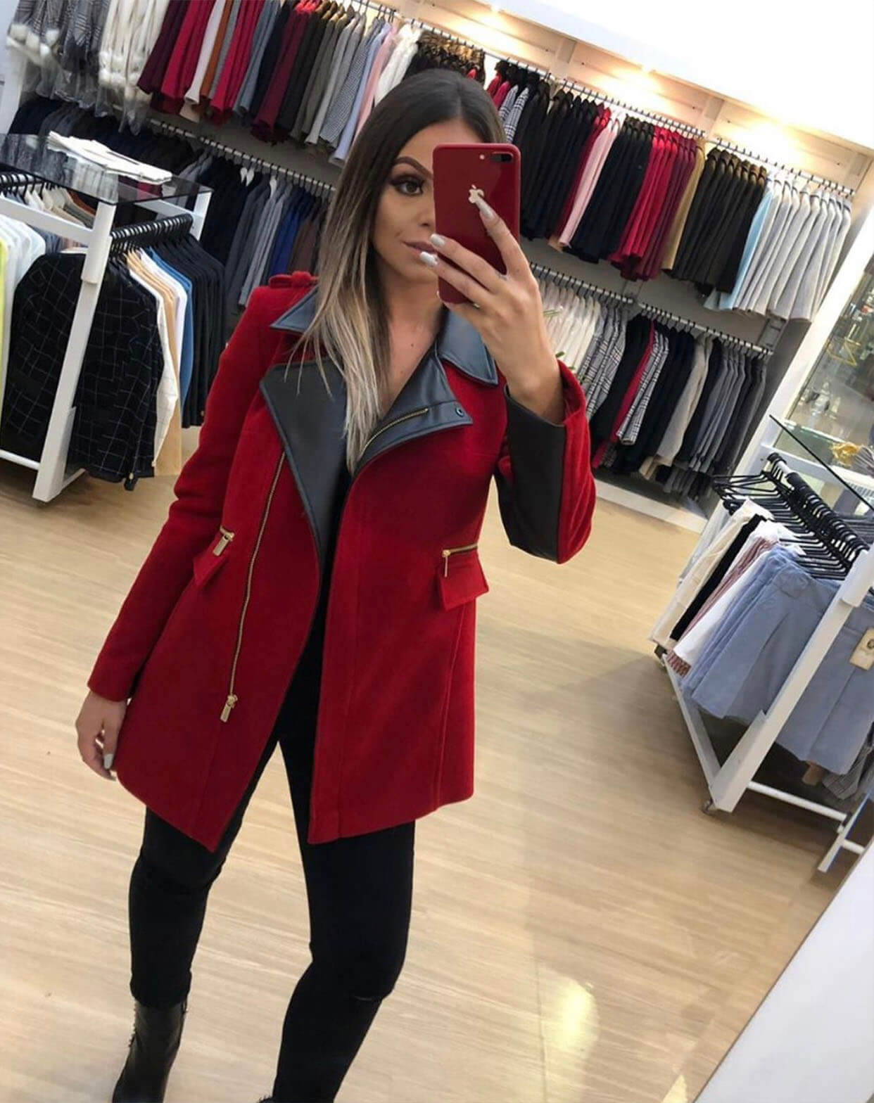 CASACO VERMELHO LÃ NATURAL RIGOTTO CASACO VERMELHO LÃ NATURAL RIGOTTO