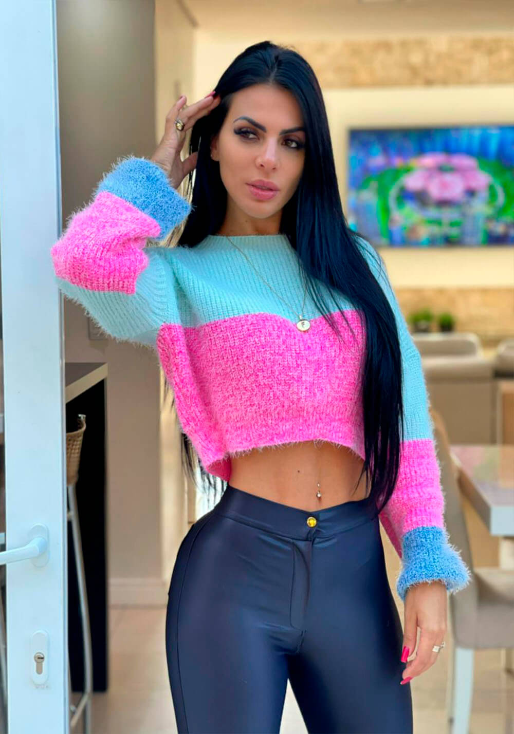 CROPPED CIDA ROSA E VERDE CROPPED CIDA ROSA E VERDE