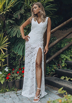 VESTIDO LONGO PAETE BRANCO