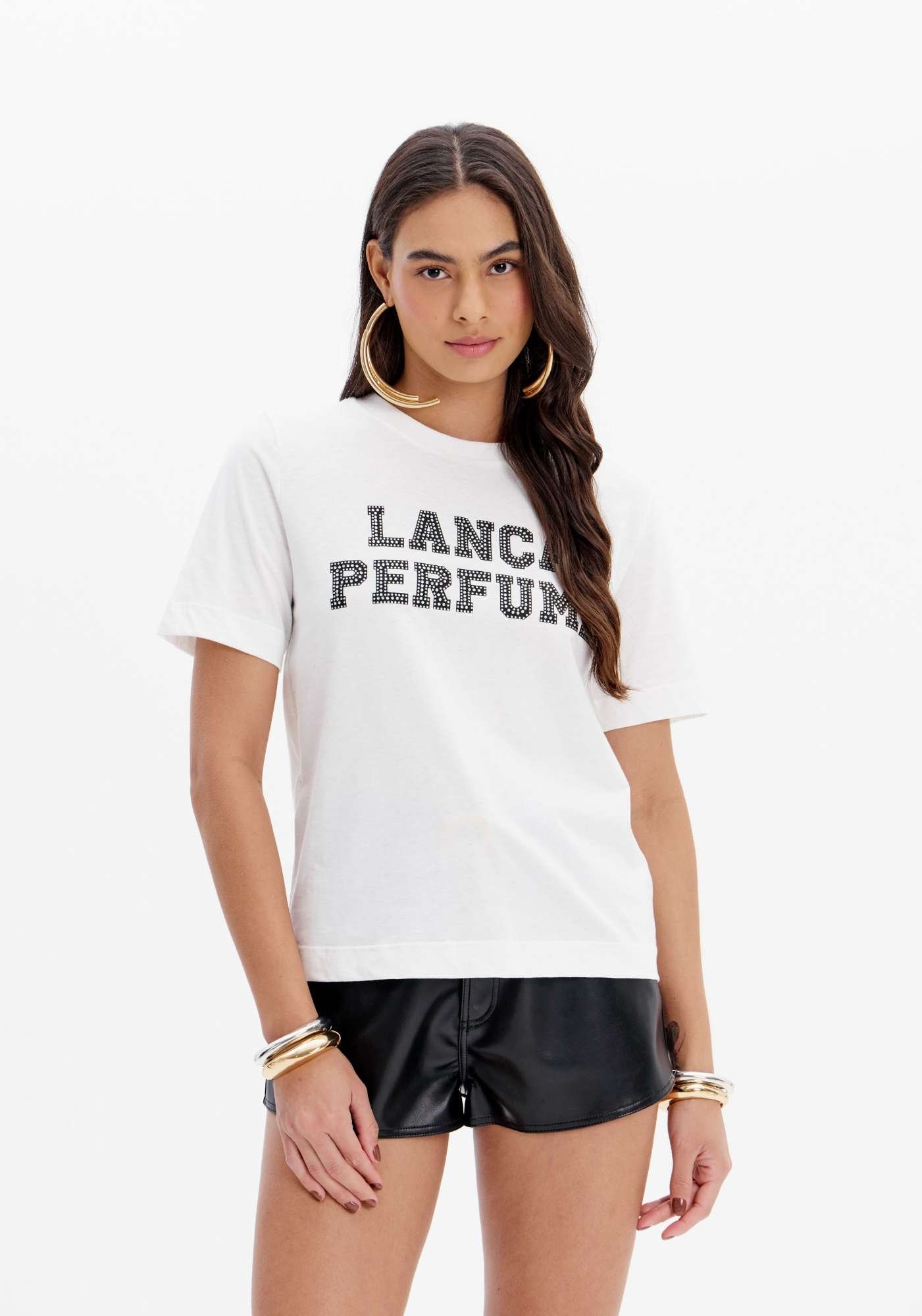 BLUSA T-SHIRT MANGA CURTA COM NAME LANÇA PERFUME