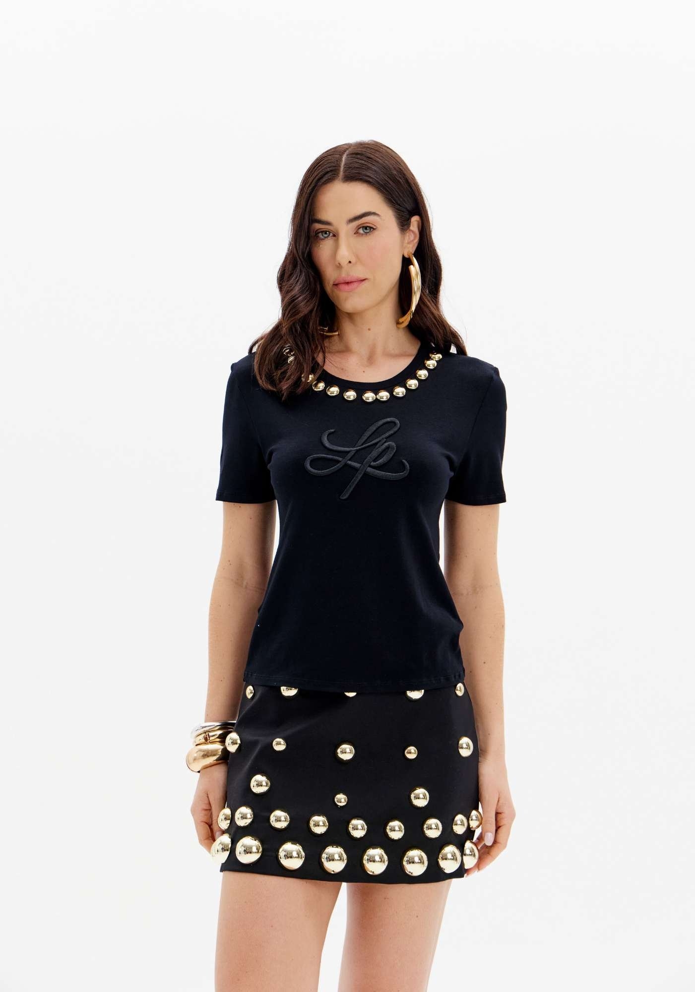 T-SHIRT BABY LOOK COM BORDADO LANÇA PERFUME
