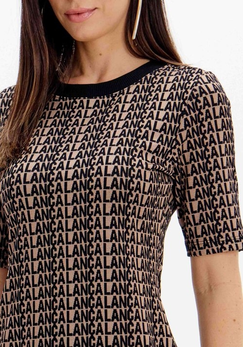 VESTIDO SIGNATURE DE MANGAS CURTAS LANÇA PERFUME