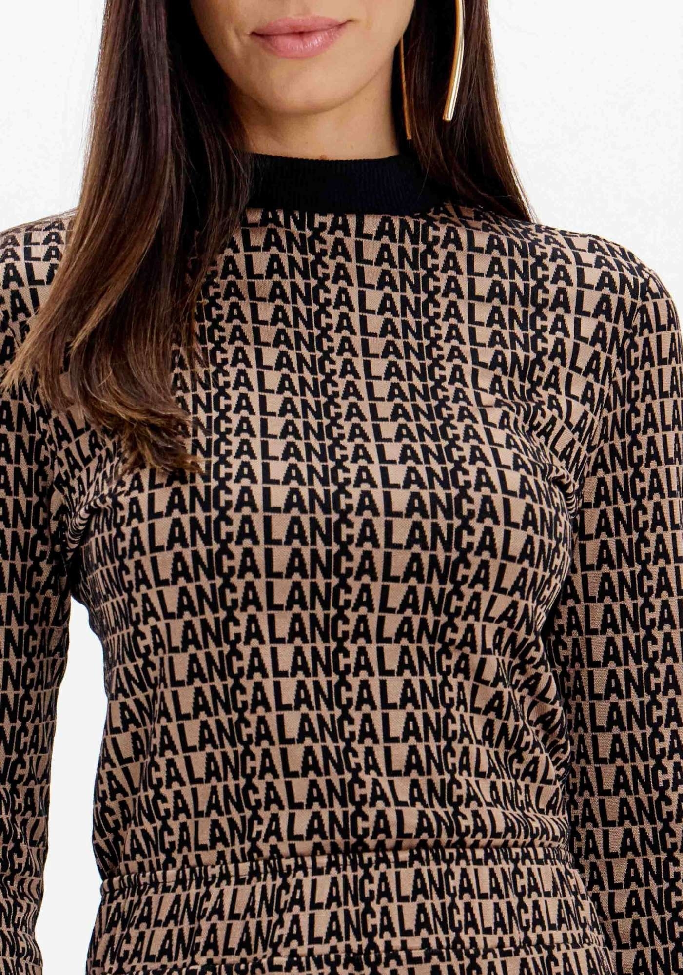 BLUSA JUSTA DE MANGA LONGA LOGOMANIA LANÇA PERFUME