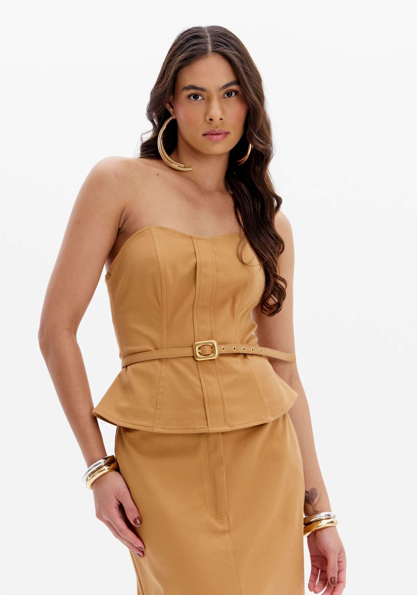 BLUSA CORSET COM ZÍPER E CINTO LANÇA PERFUME