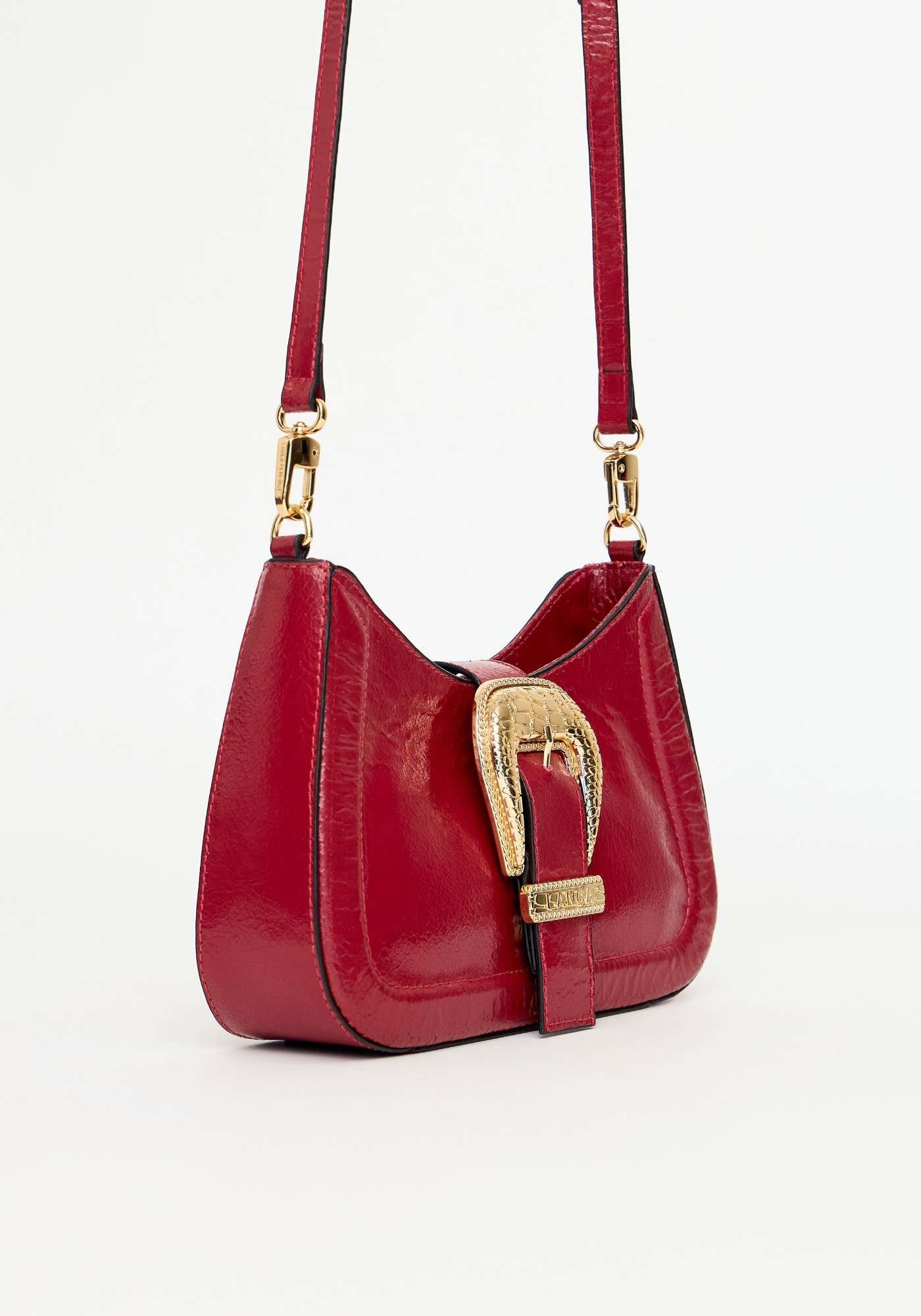 BOLSA CROSSBODY COURO COM FIVELA CROCO LANÇA PERFUME