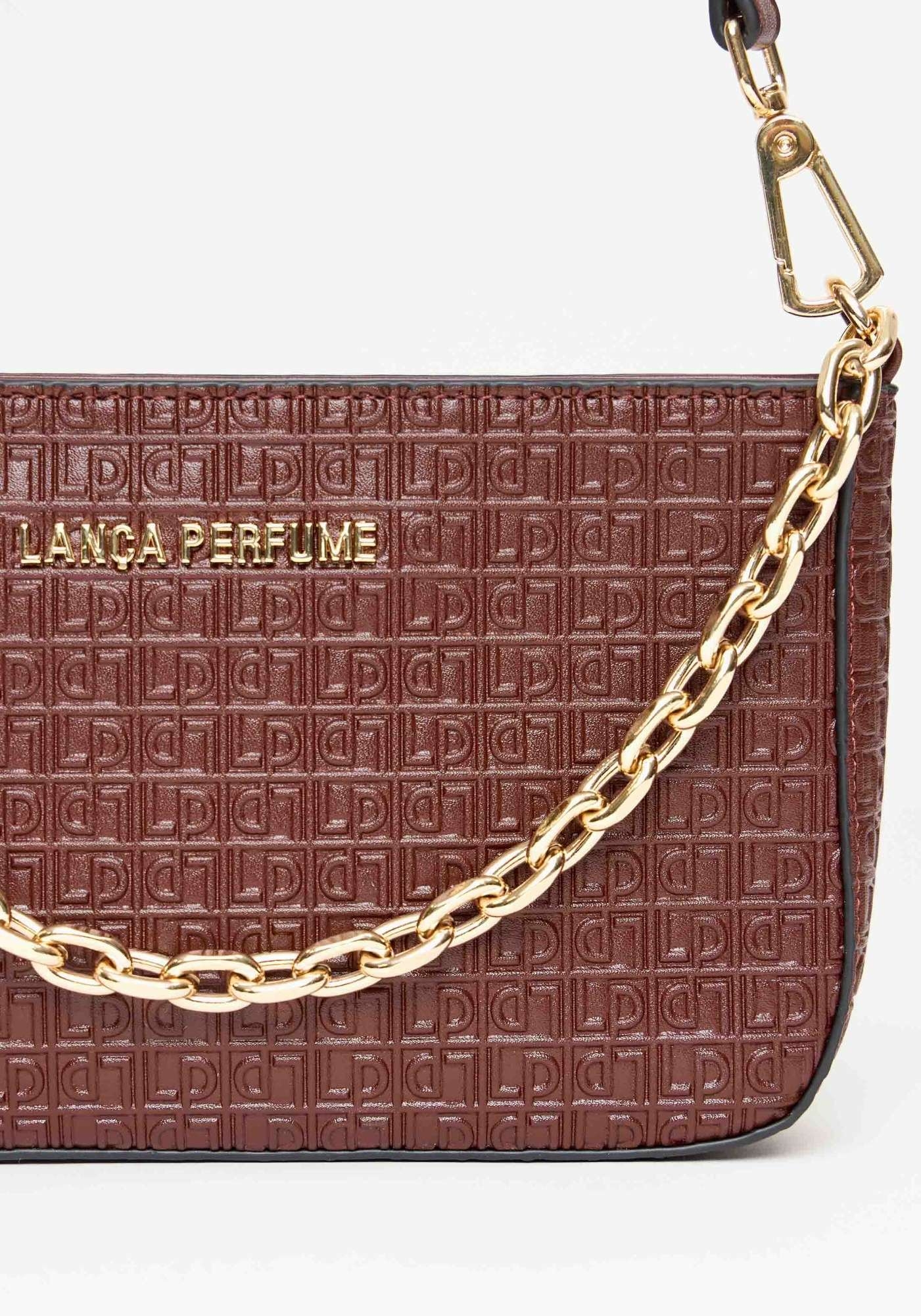 BOLSA CROSSBODY BAG COM ALÇA CORRENTE E LETREIRO LANÇA PERFUME