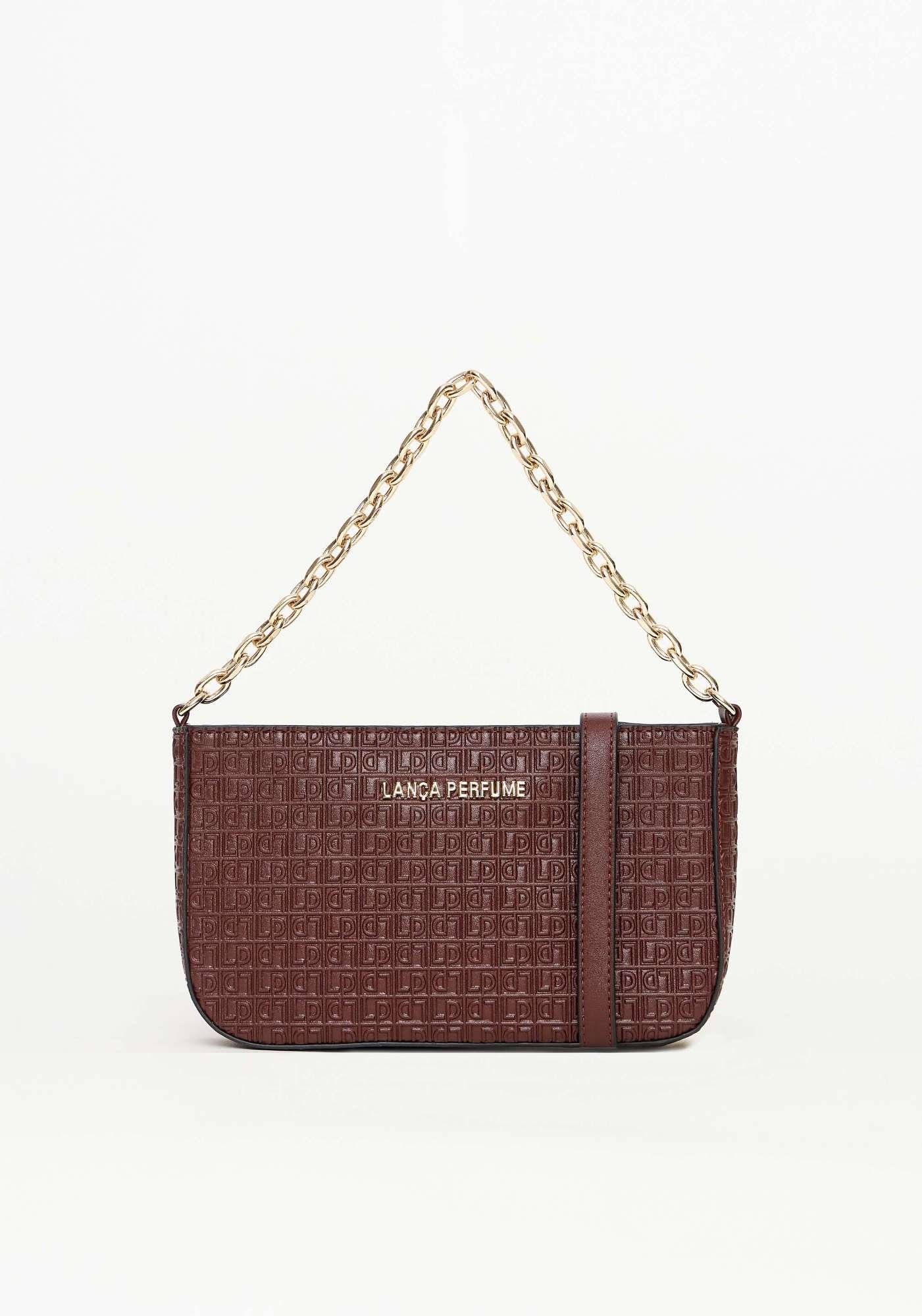 BOLSA CROSSBODY BAG COM ALÇA CORRENTE E LETREIRO LANÇA PERFUME