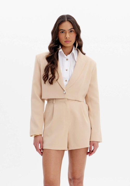 BLAZER CROPPED MANGA LONGA COM BOTÃO LANÇA PERFUME