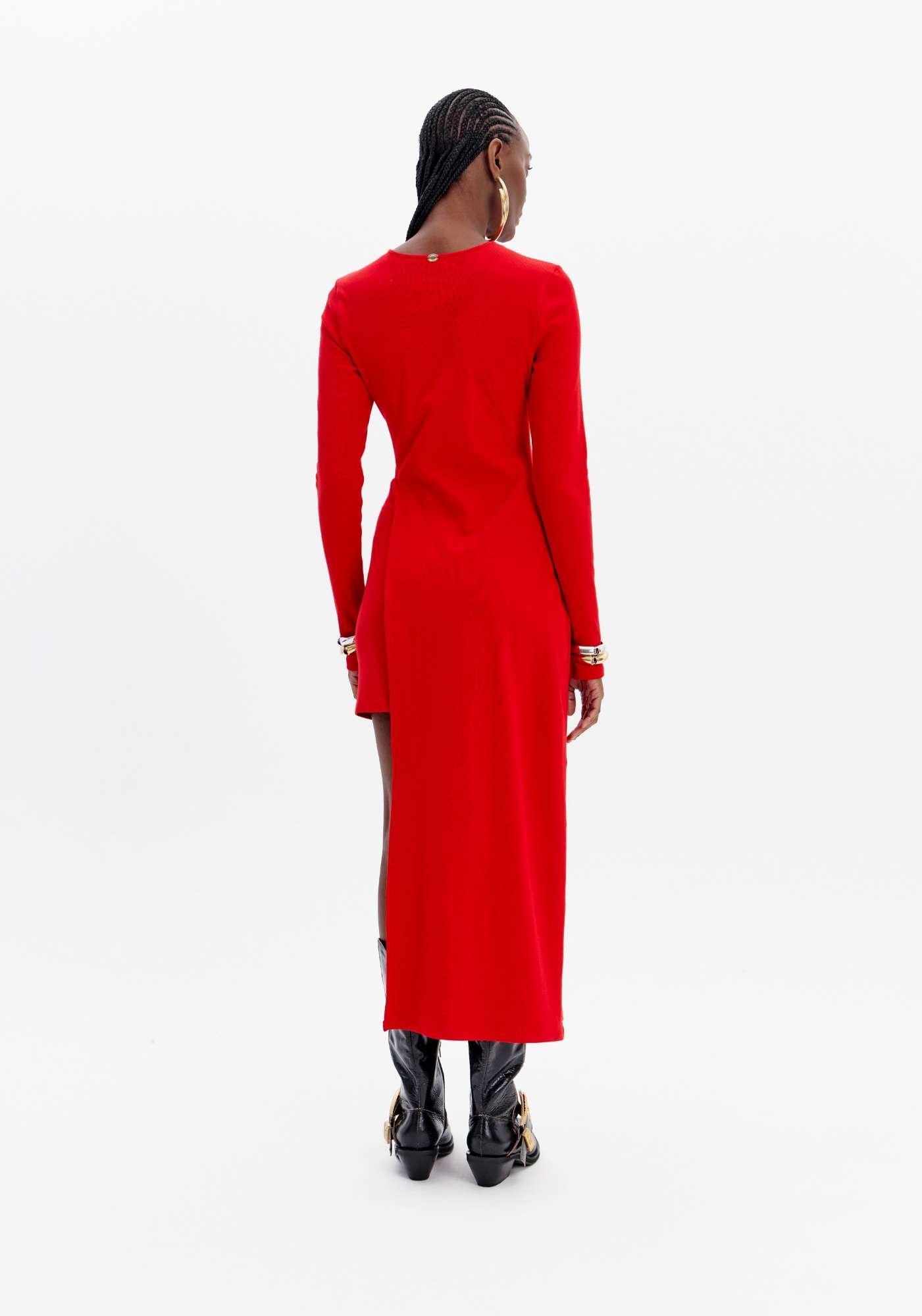 VESTIDO ASSIMÉTRICO CURTO DE MANGAS LONGAS LANÇA PERFUME
