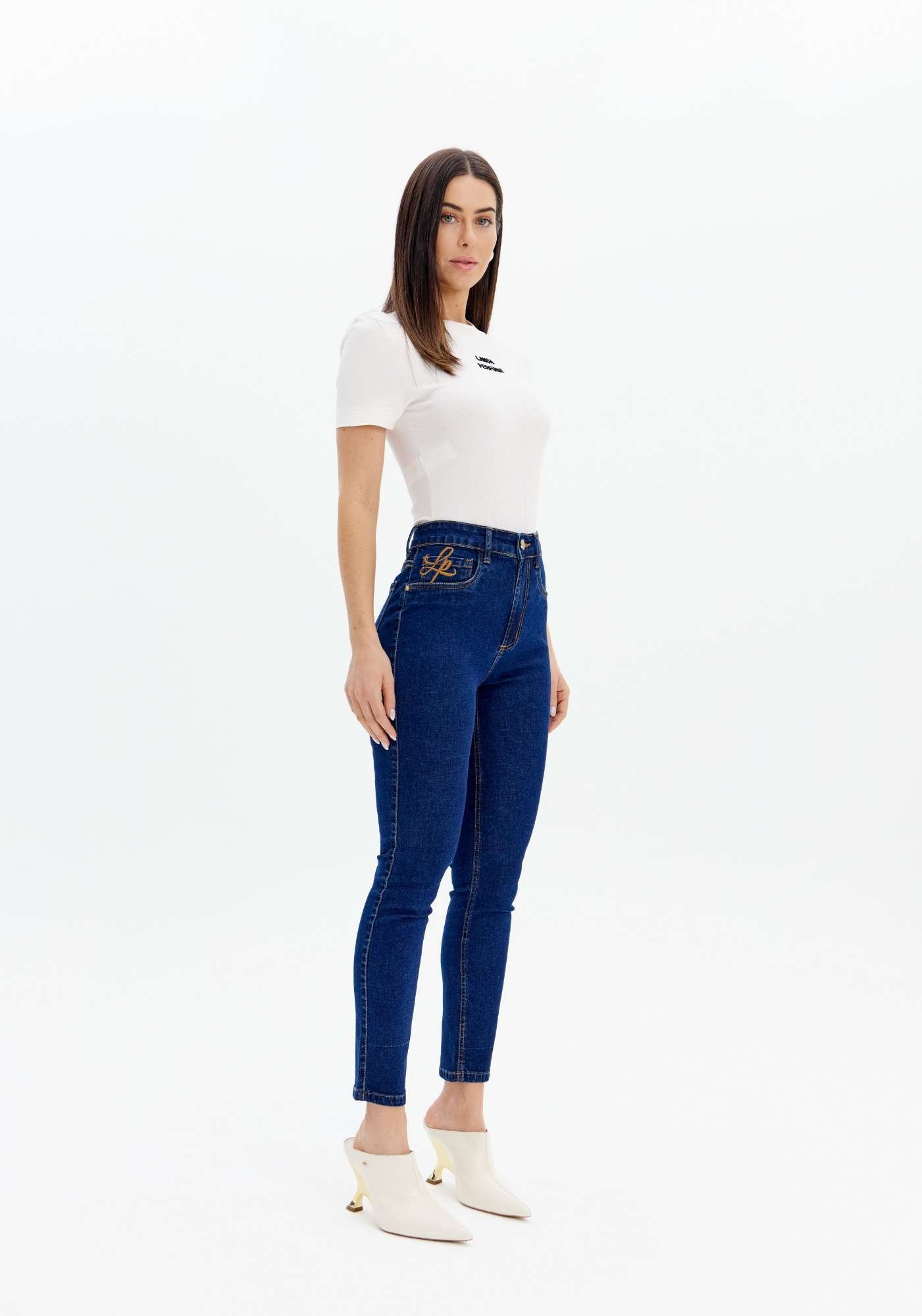 CALÇA JEANS SKINNY VESTA ANKLE COM BORDADO LANÇA PERFUME