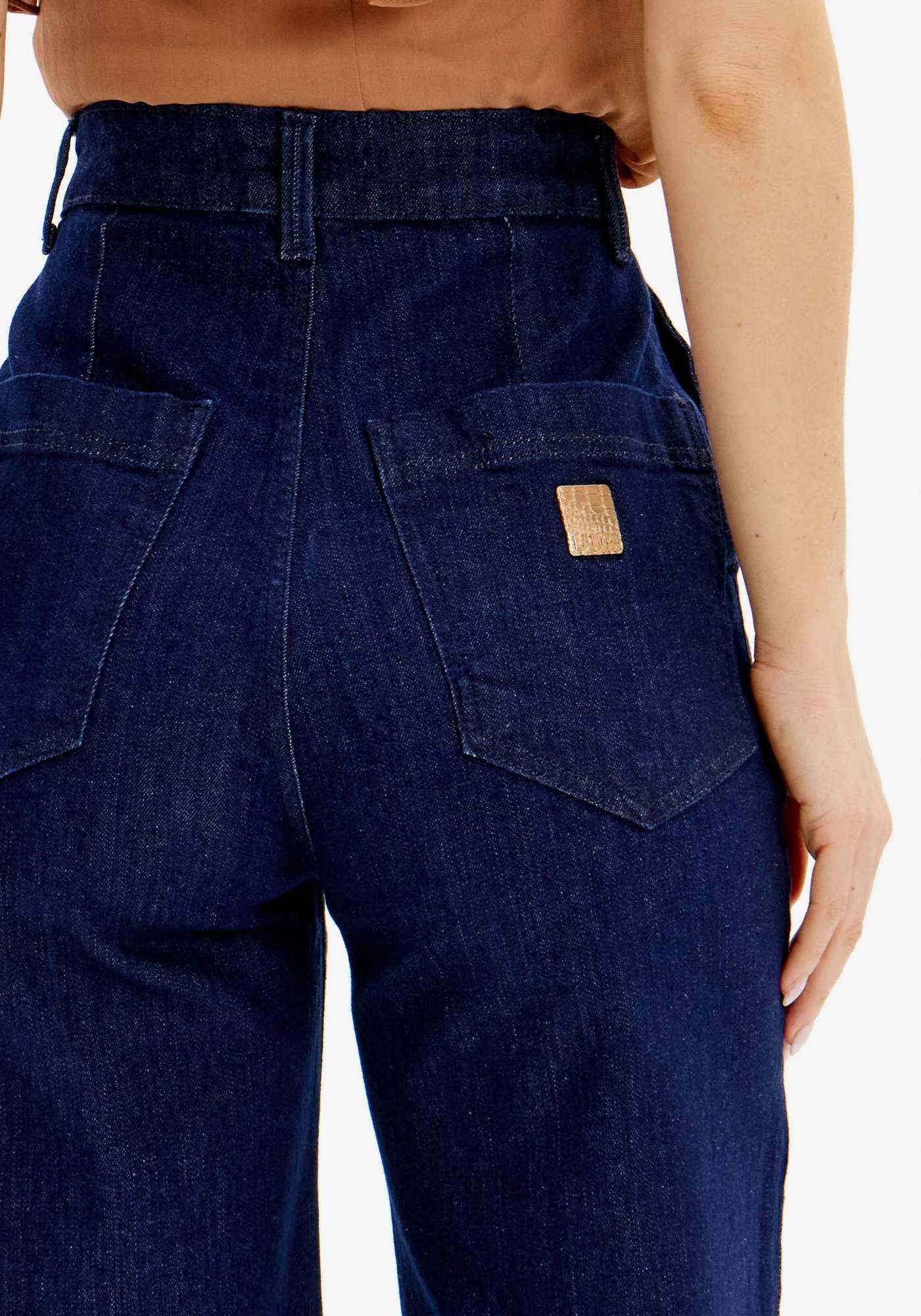 CALÇA JEANS WIDE LEG CINTURA ALTA FRISOS LANÇA PERFUME