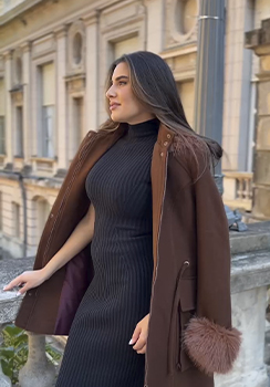 CASACO PARKA LÃ MARROM CASACO PARKA LÃ MARROM