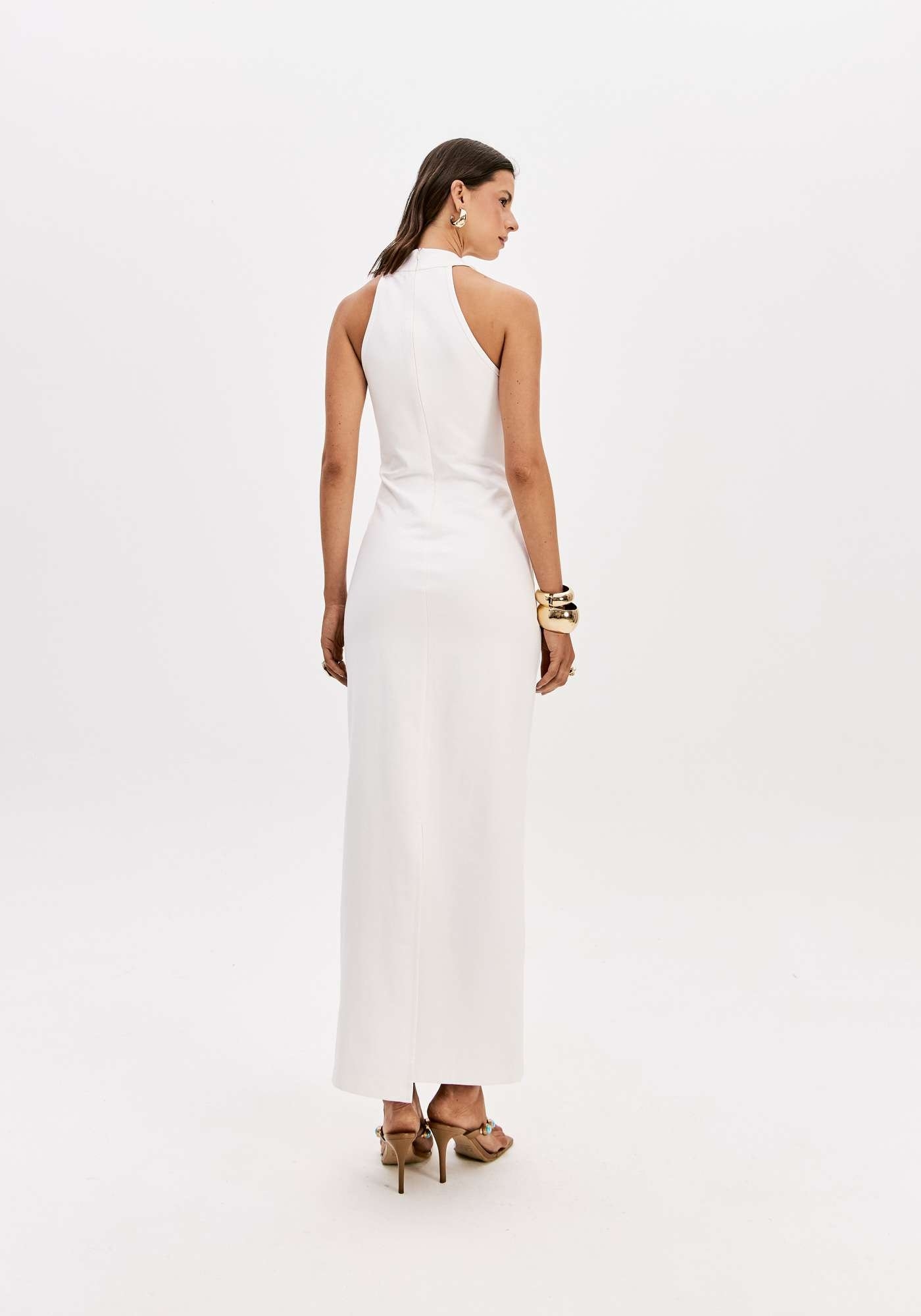 VESTIDO SUPER MIDI SEM MANGAS DECOTE U LANÇA PERFUME