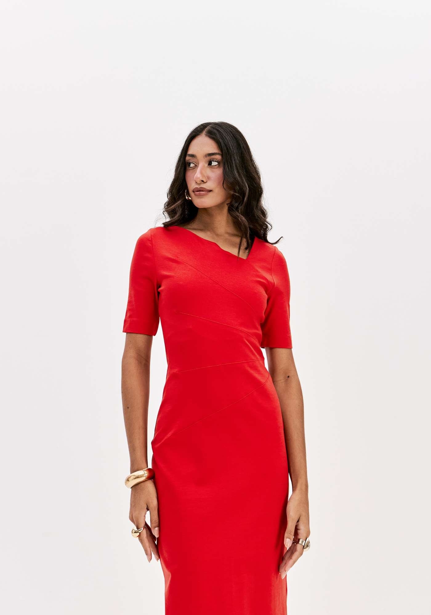 VESTIDO SUPER MIDI MANGA CURTA LANÇA PERFUME