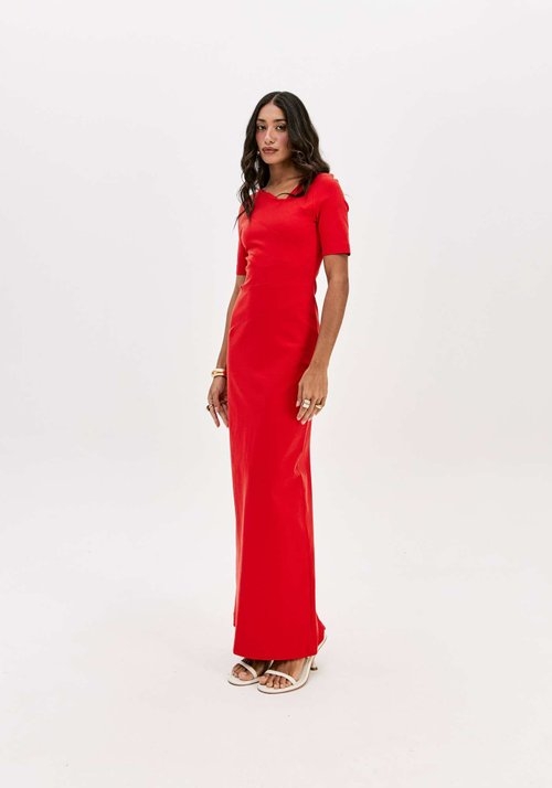 VESTIDO SUPER MIDI MANGA CURTA LANÇA PERFUME
