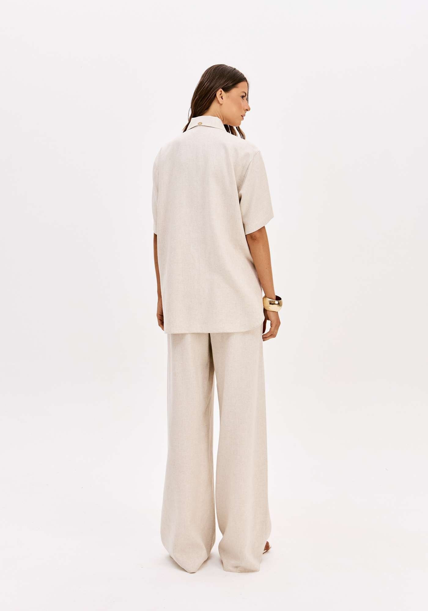 CALÇA WIDE LEG CINTURA ALTA COM LINHO LANÇA PERFUME