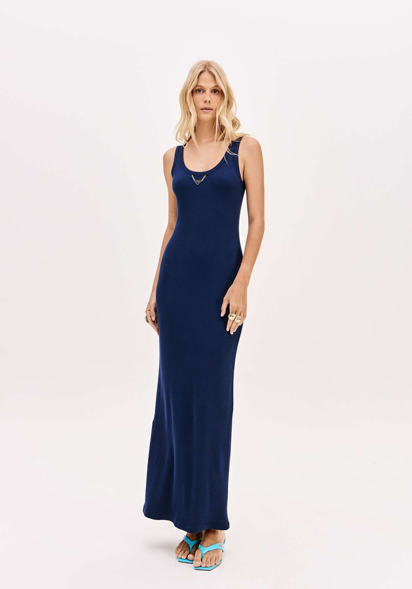 VESTIDO CANELADO SUPER MIDI LANÇA PERFUME