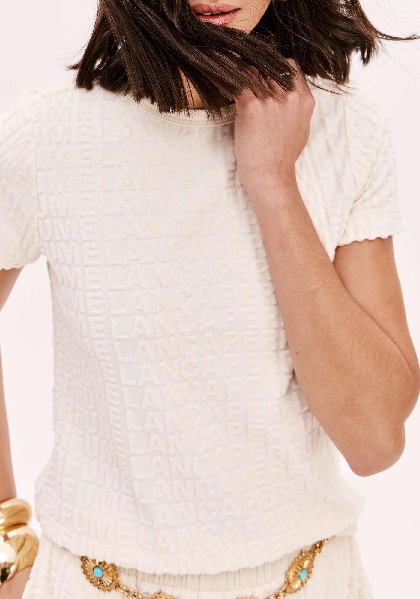 BLUSA DE MANGA CURTA SIGNATURE LANÇA PERFUME