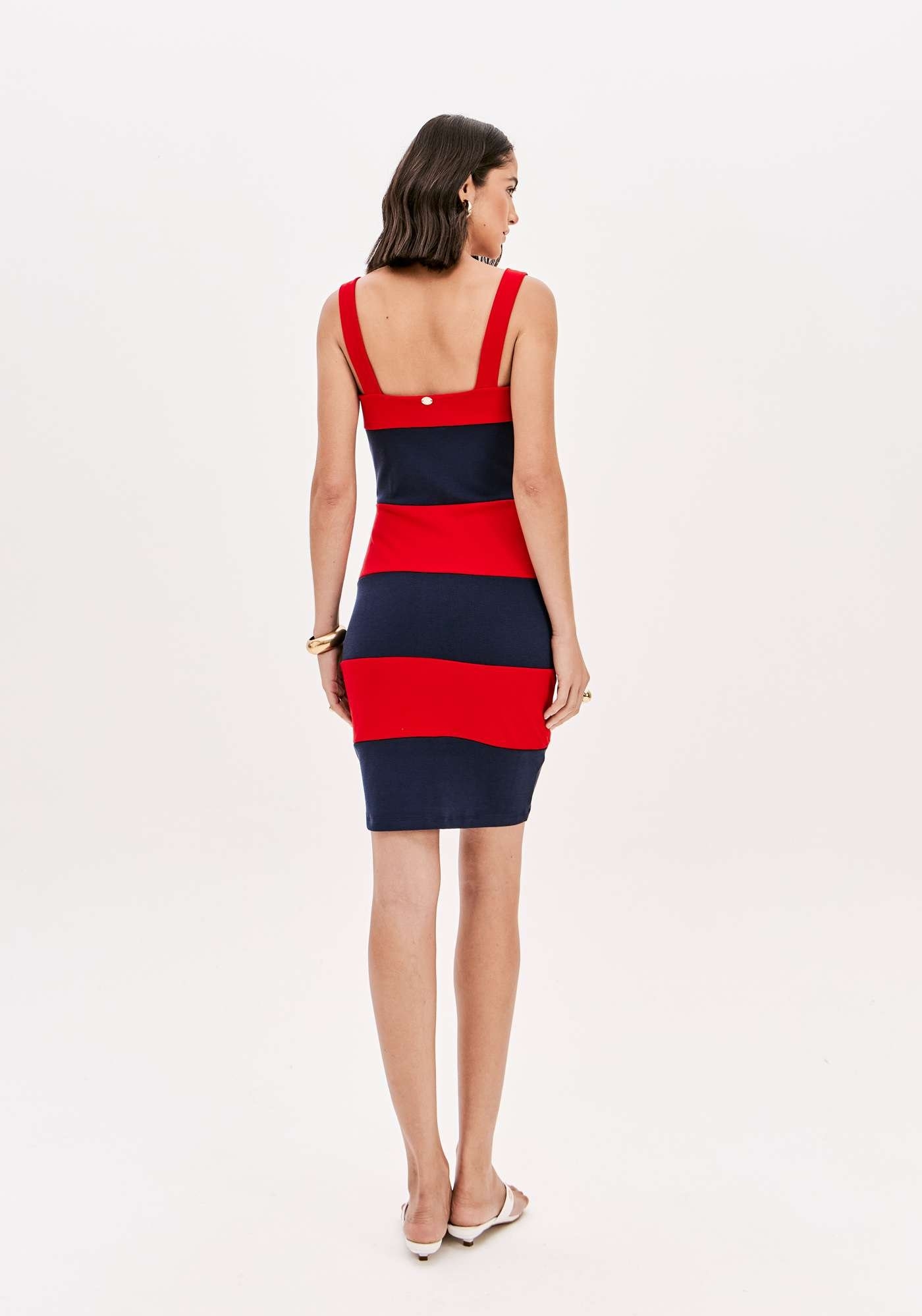VESTIDO CURTO DE ALÇAS COM RECORTES LANÇA PERFUME