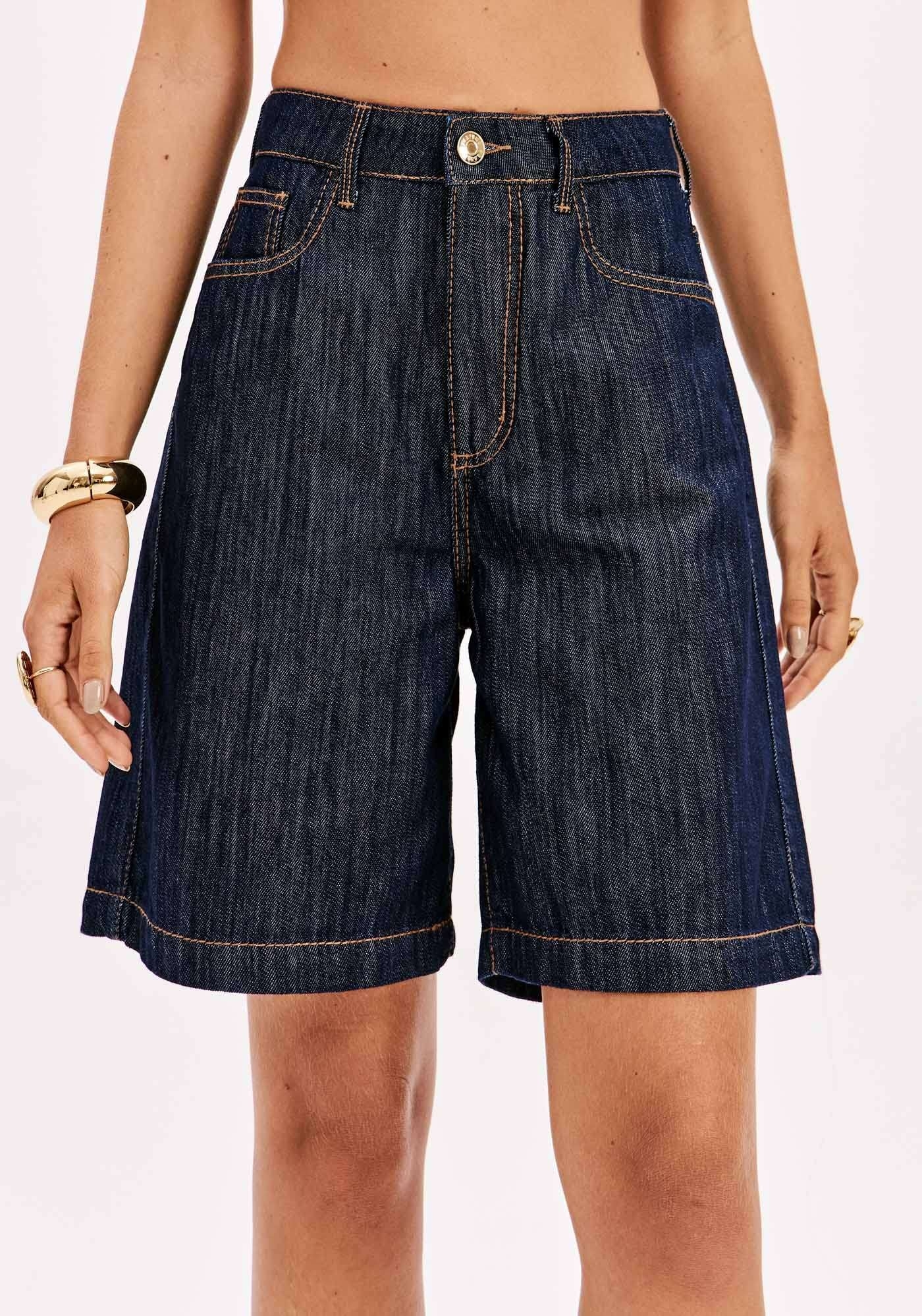 BERMUDA JEANS COMFORT CINTURA ALTA LANÇA PERFUME