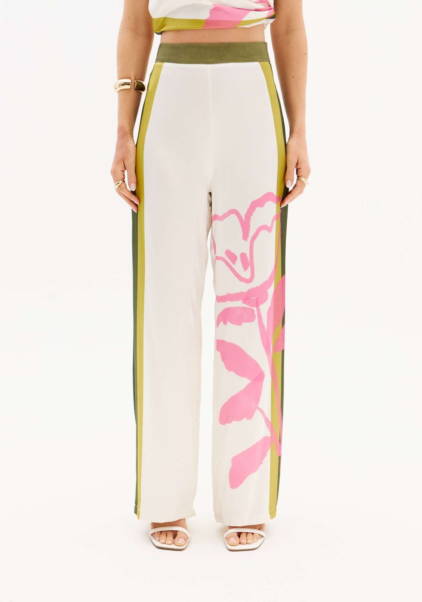CALÇA WIDE LEG ESTAMPADA LANÇA PERFUME