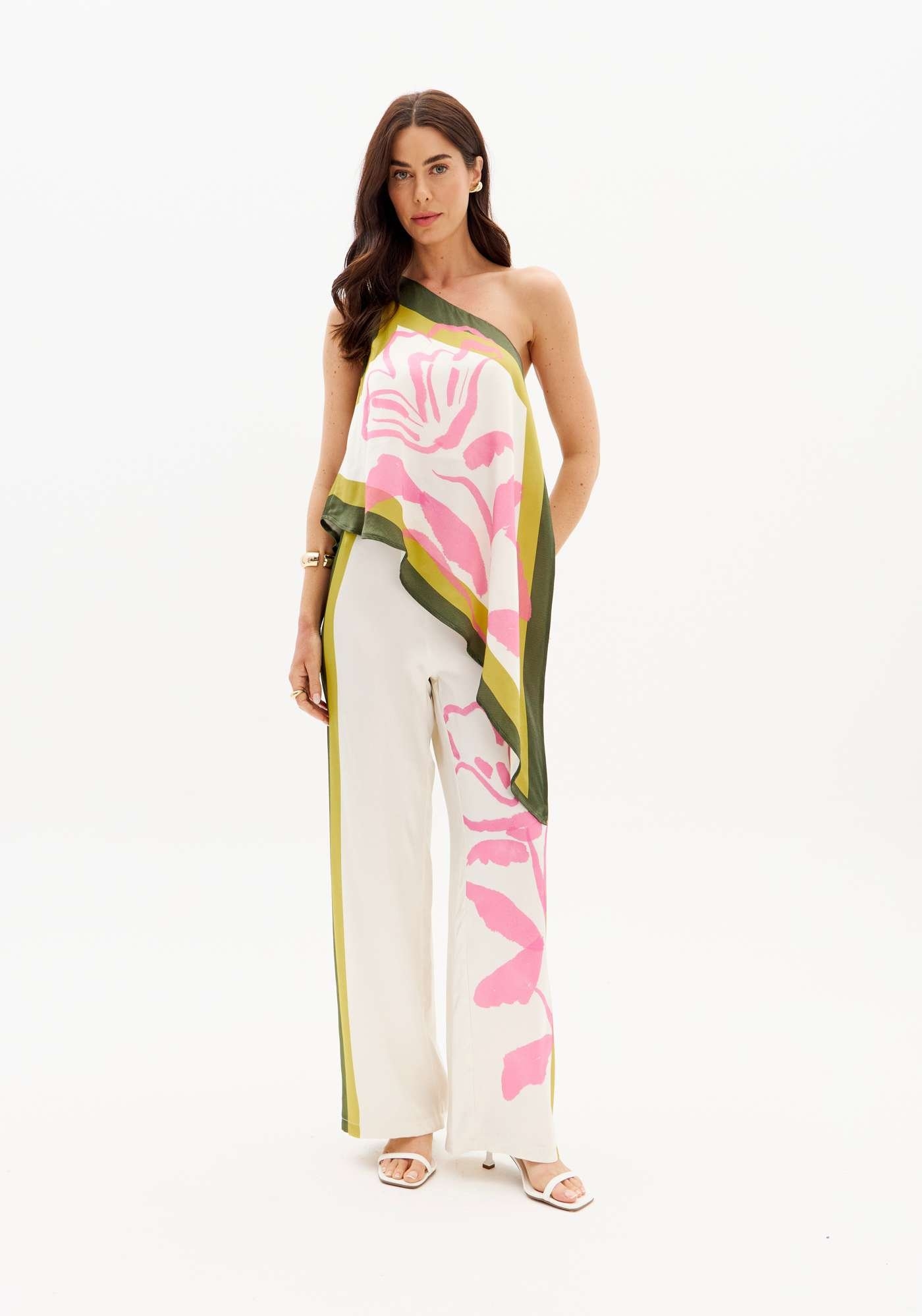 CALÇA WIDE LEG ESTAMPADA LANÇA PERFUME