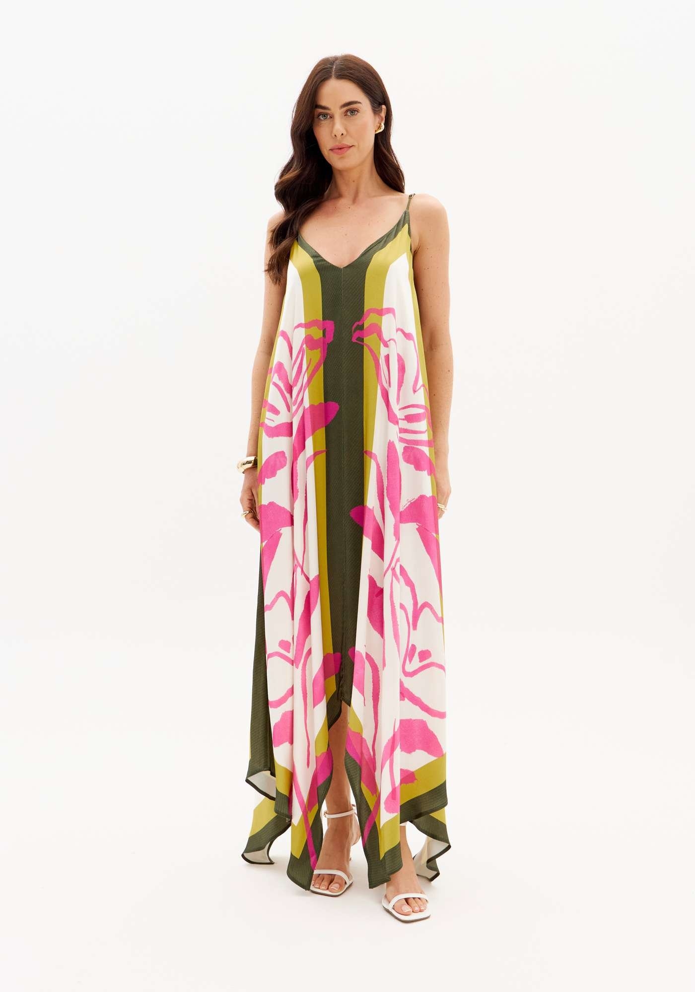 VESTIDO ASSIMÉTRICO ESTAMPADO LANÇA PERFUME