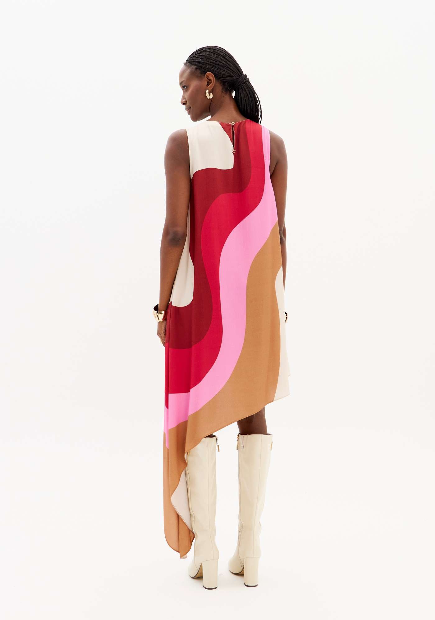 VESTIDO CURTO ASSIMÉTRICO ESTAMPADO LANÇA PERFUME