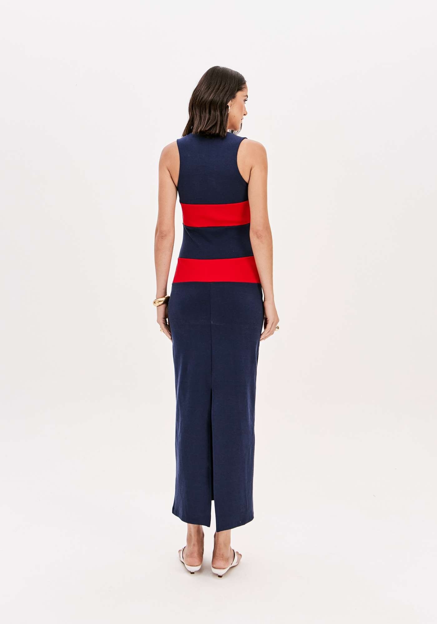 VESTIDO SUPER MIDI COM RECORTES LANÇA PERFUME