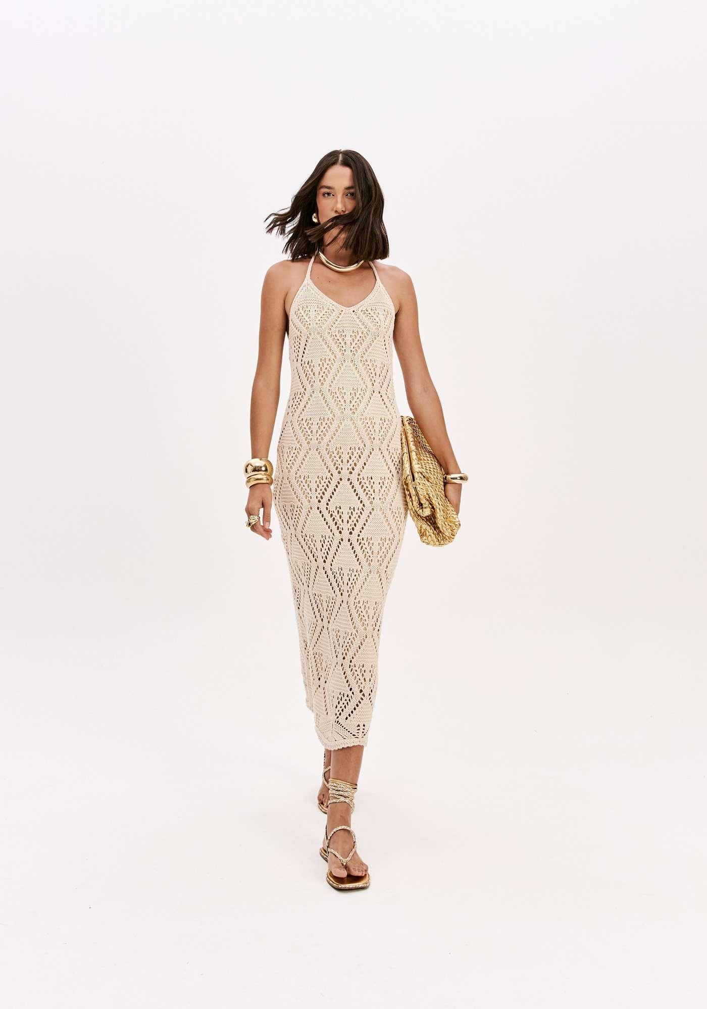 VESTIDO SUPER MIDI TRICÔ FRENTE ÚNICA LANÇA PERFUME